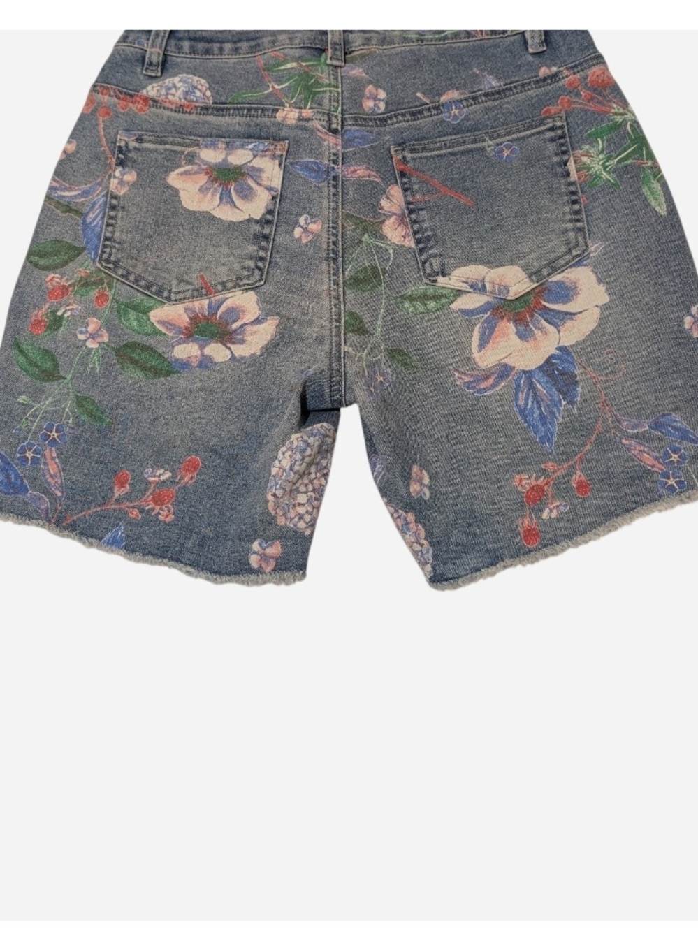 Pre-owned Floral Print Jean Shorts - Flamingoals Blue Multicolor - Picture 2 of 7